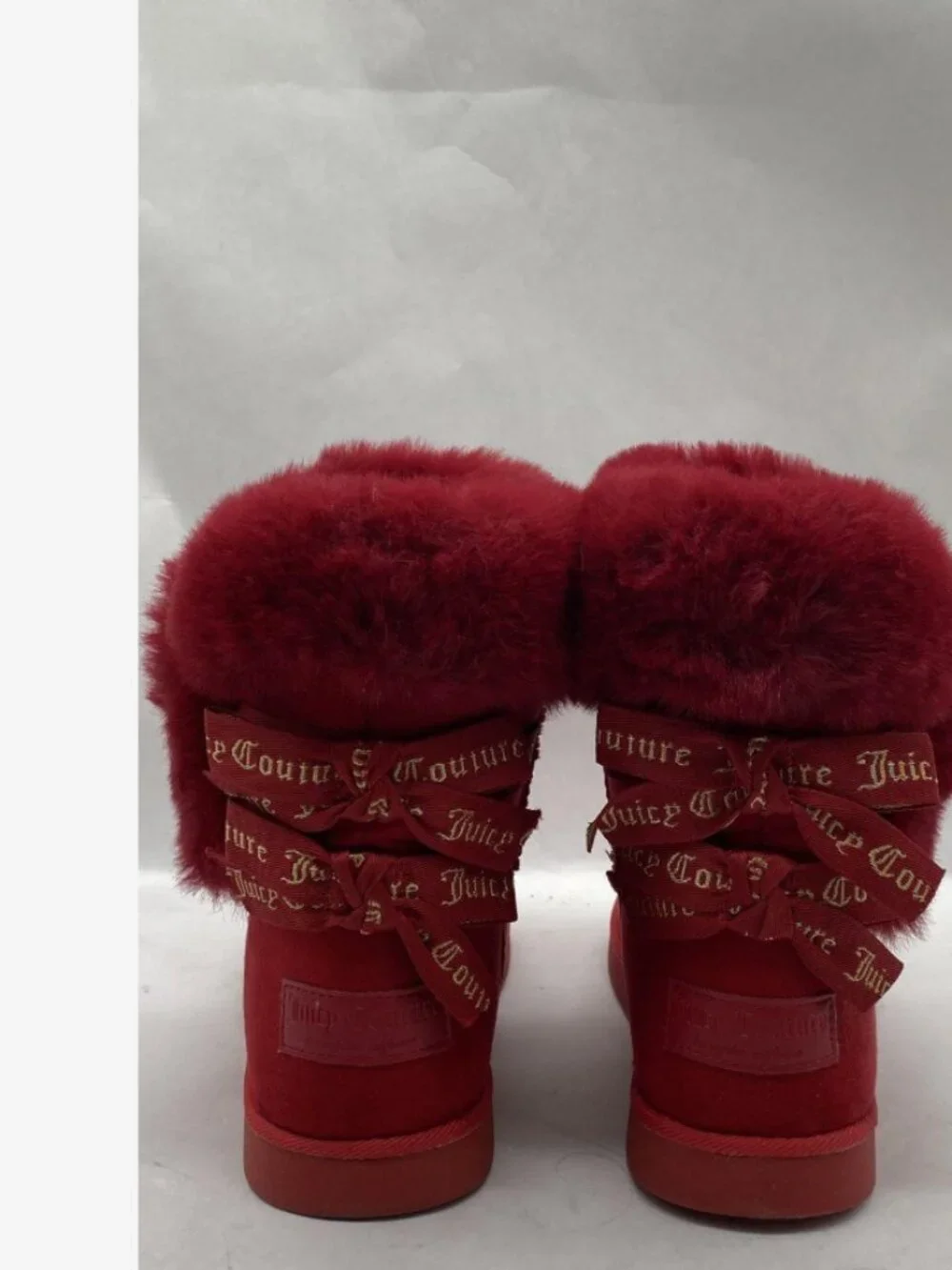 ✨ Juicy Couture Red Faux Suede Fur Lined Winter Snow Ankle Boots Size 8 ✨